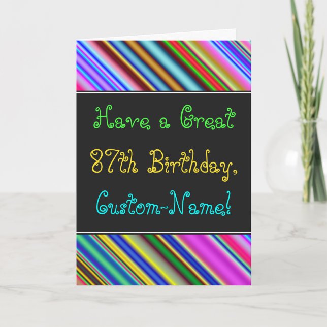 Fun, Colourful, Whimsical 87th Birthday Card (Front)
