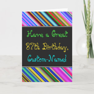 Fun, Colourful, Whimsical 87th Birthday Card
