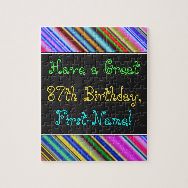 Fun, Colourful, Whimsical 87th Birthday Puzzle (Vertical)