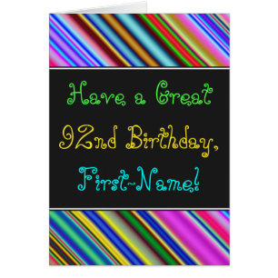 Fun, Colourful, Whimsical 92nd Birthday Card