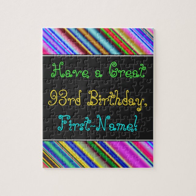 Fun, Colourful, Whimsical 93rd Birthday Puzzle (Vertical)
