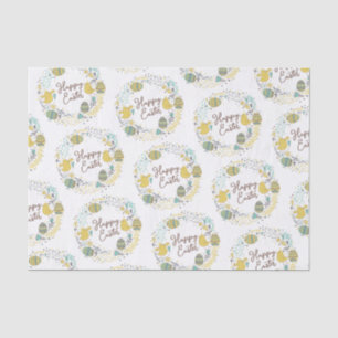 Fun Colourful Wreath Joyful Chicks Eggs Greeting Tissue Paper