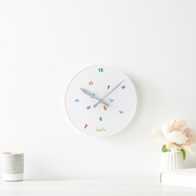 Fun Colours Jumbled Hours Personalised Name Kids Round Clock (Home)