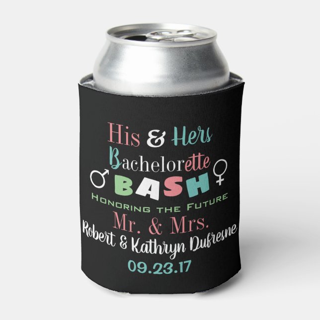 Fun Combined Bachelor/Bachelorette Party Can Cooler (Can Front)