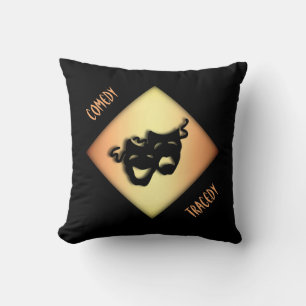 Fun Comedy and Tragedy Theater Masks Cushion