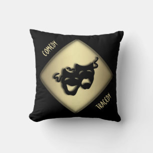 Fun Comedy and Tragedy Theatre Masks Cushion