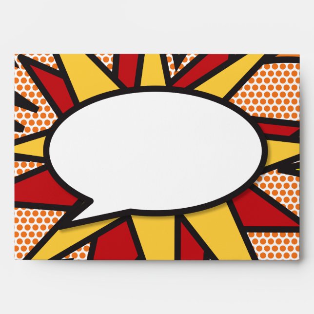 Fun Comic Book Speech Bubble Modern Wedding Envelope (Front)