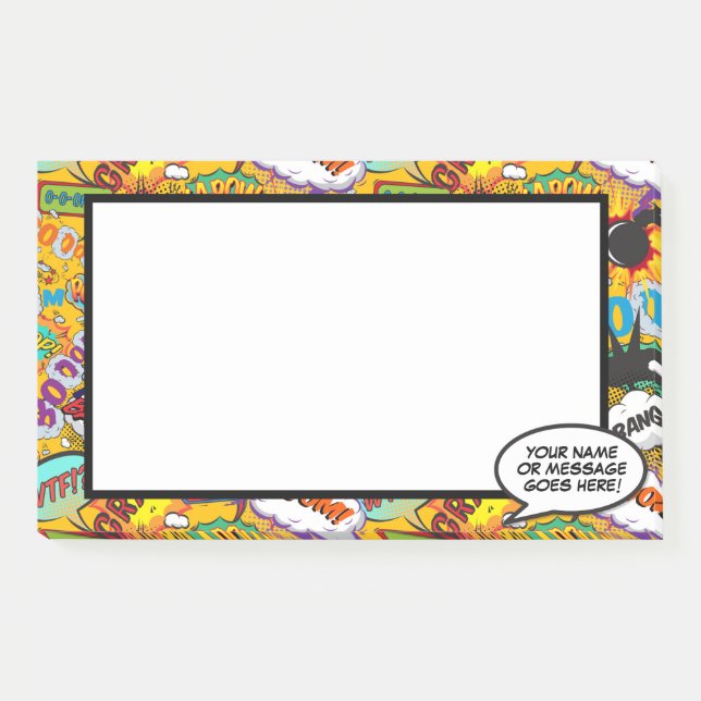 Fun Comic Book Speech Bubble Name Message Post-it Notes (Front)
