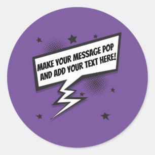 Fun comic style callout speech bubble classic round sticker