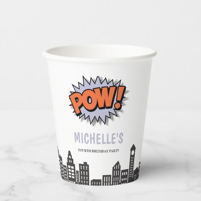 Fun Comics Book Superhero Birthday Paper Cups (Front)