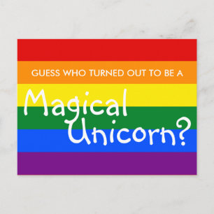 Fun Coming Out Magical Unicorn (Customisable Text) Postcard