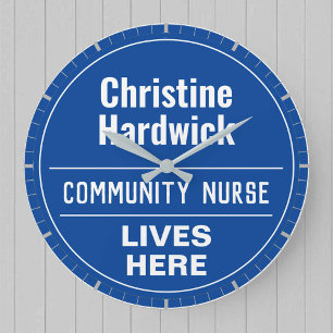 Fun Community Nurse Wall Plaque Style Large Clock