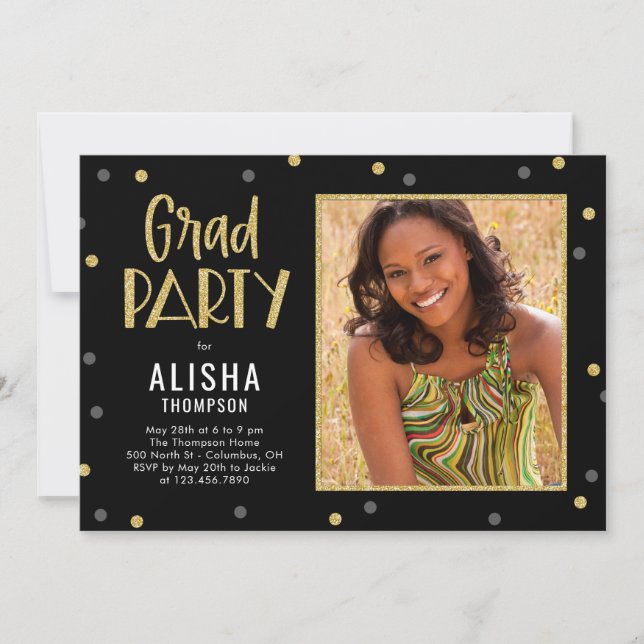 Fun Confetti EDITABLE COLOR Graduation Invitation (Front)