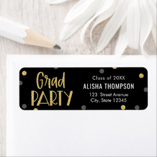 Fun Confetti Graduation Party Return Address Label