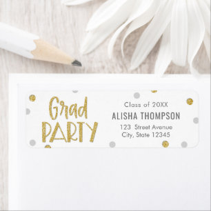 Fun Confetti Graduation Party Return Address Label