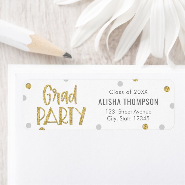 Fun Confetti Graduation Party Return Address Label (Insitu)