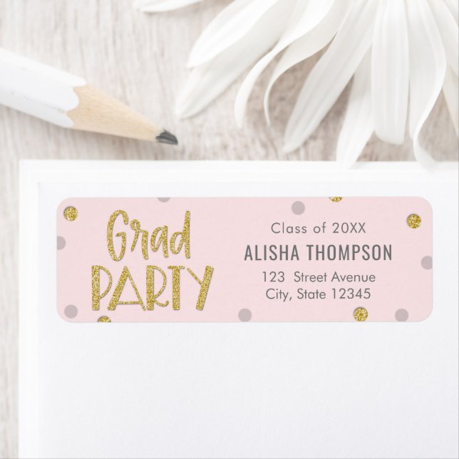 Fun Confetti Graduation Party Return Address Label (Insitu)