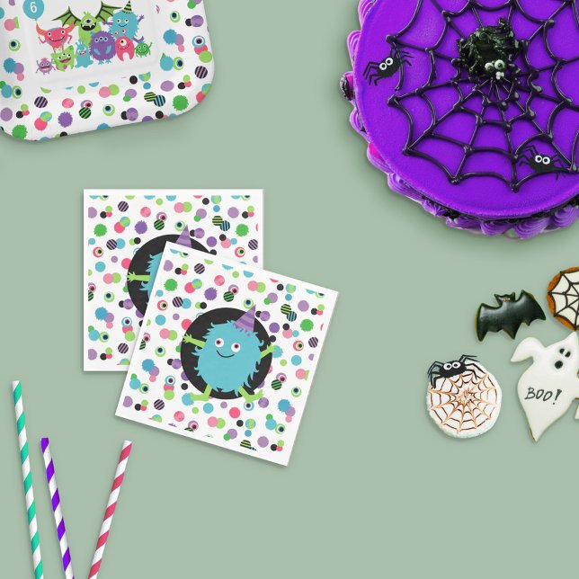 Fun Confetti Monster Mash Birthday Party Napkin (Creator Uploaded)