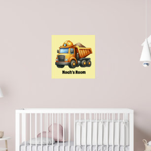 Fun construction lovers nursery add name poster