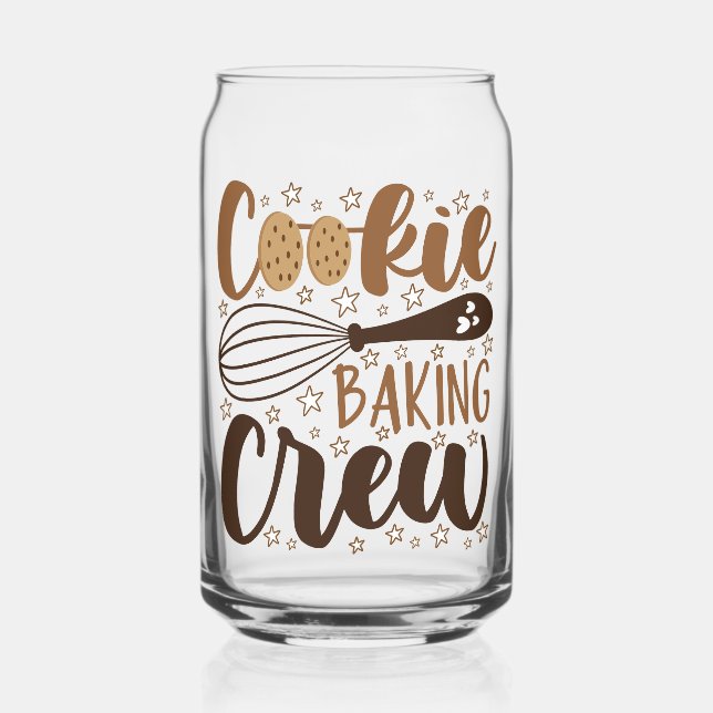 Fun Cookie Baking Crew Design Can Glass (Front)
