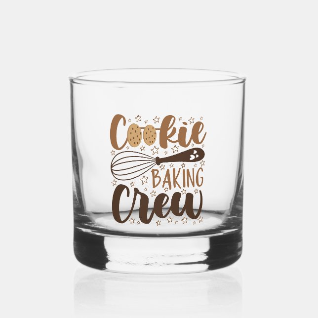 Fun Cookie Baking Crew Design Whiskey Glass (Front)