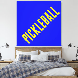 Fun Cool 90s Yellow Diagonal Text On Bright Blue Canvas Print