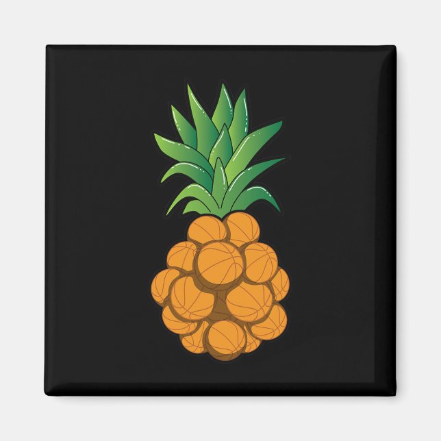 Fun cool basketball pineapple design - graphic art magnet (Front)