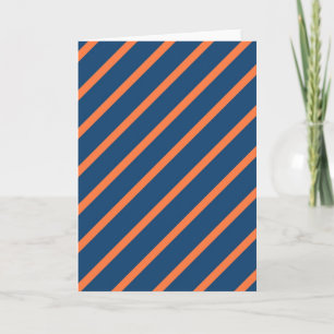 Fun Cool Blue and Orange Diagonal Stripes Card