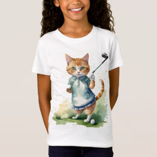Fun Cool Cat Golfer Golfing Animal Humour T-Shirt