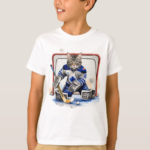 Fun Cool Cat Hockey Goalie Animal Humour T-Shirt