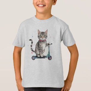 Fun Cool Cat Kick Scooter   Animal Humour T-Shirt