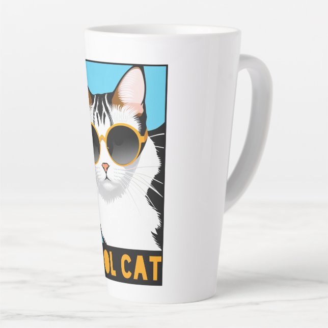Fun Cool Cat Latte Mug (Right Angle)