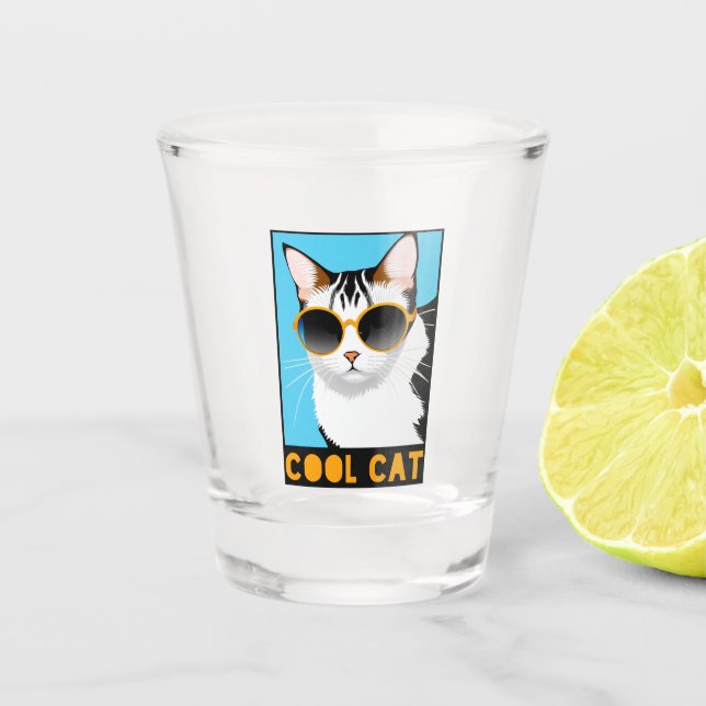 Fun Cool Cat Shot Glass (Front)