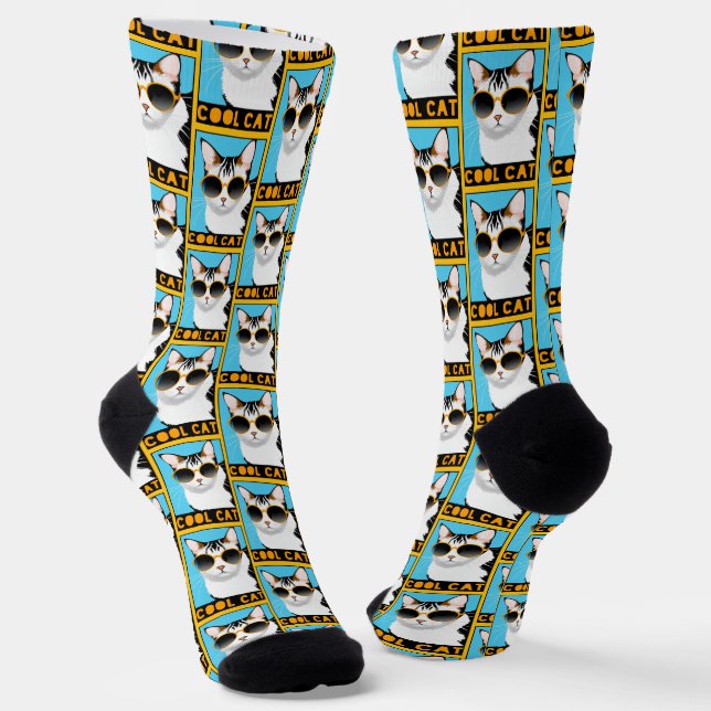 Fun Cool Cat Socks (Angled)
