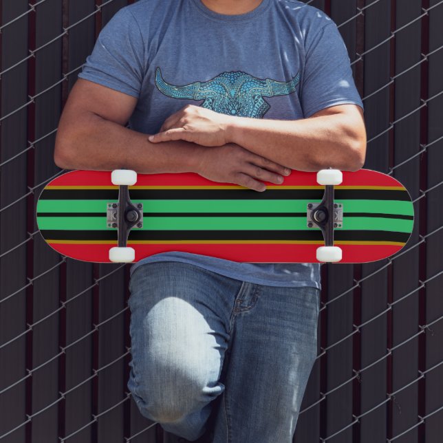 Fun Cool Colourful Mint Green Red Racing Stripes Skateboard (Outdoor 3)