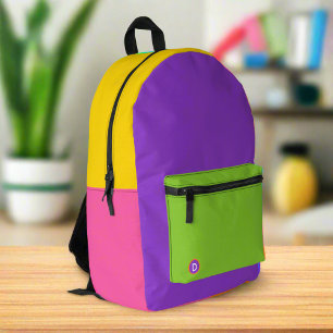 Fun Cool Colourful Monogram Back to school  Printed Backpack