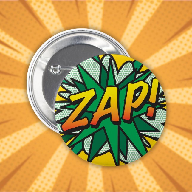 Fun Cool Comic Book Pop Art ZAP 6 Cm Round Badge (Fun Cool Comic Book Pop Art ZAP Button)