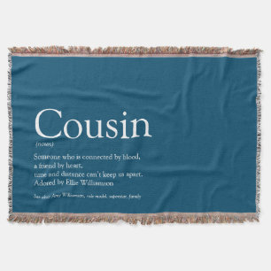 Fun Cool Cousin Definition Modern Blue Throw Blanket