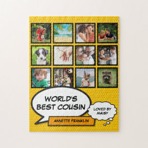 Fun Cool Cousin Photo Collage Modern Comic Jigsaw Puzzle