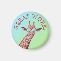 Fun Cool Cute Giraffe Great Work Quote Teacher