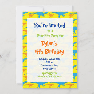 Fun Cool Dinosaur Birthday Party Invitations