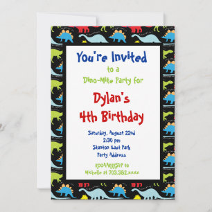 Fun Cool Dinosaur Birthday Party Invitations