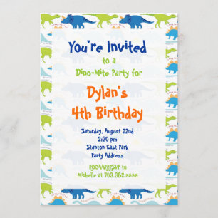 Fun Cool Dinosaur Birthday Party Invitations