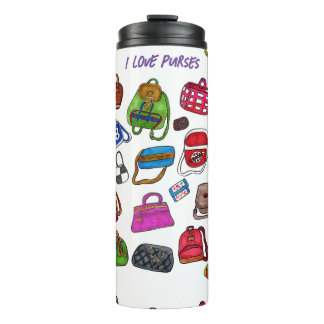 Fun Cool Fashion Illustrated Purse Pattern Thermal Tumbler