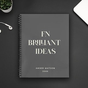Fun Cool Grey Custom Name Brilliant Ideas Planner Notebook