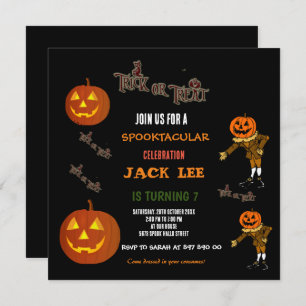 Fun Cool Halloween Trick or Treat Birthday Square Invitation
