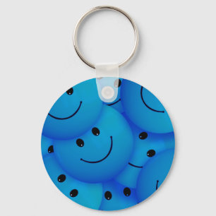 Fun Cool Happy Blue Faces Key Ring