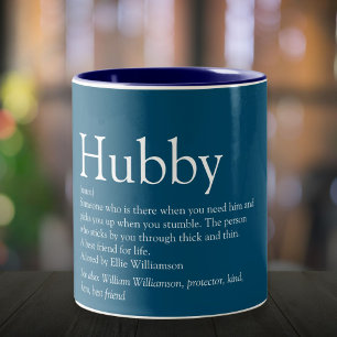 Fun Cool Hubby Definition Quote Blue Two-Tone Coffee Mug