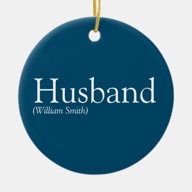 Fun Cool Husband Modern Blue Definition  Ceramic Tree Decoration (Front)