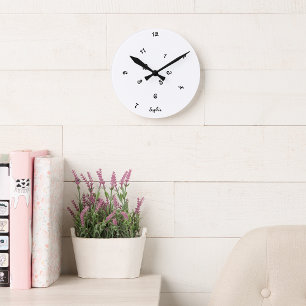 Fun Cool Jumbled Hours Custom Name Kids Room Decor Round Clock